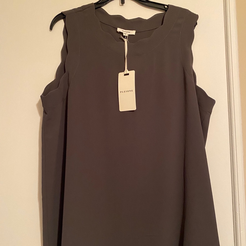 Pleione Dark Green Scalloped Shirt